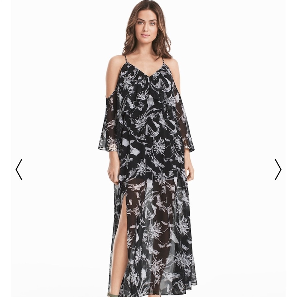 WHBM COLD-SHOULDER FLORAL MAXI DRESS - size 4